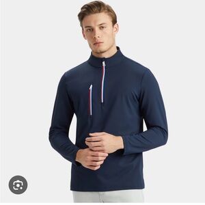 G/FORE Daytona Navy Quarter-Zip with Red and Blue Zippers. Size M